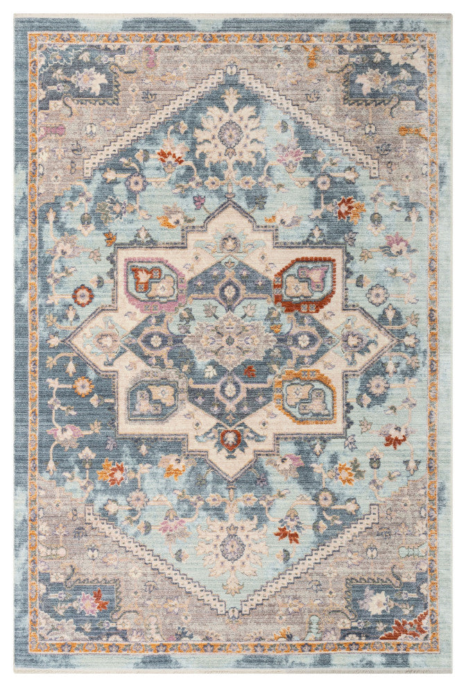 Tivoli Grote Global Vintage Medallion Blue 5'3"x7'10" Area Rug