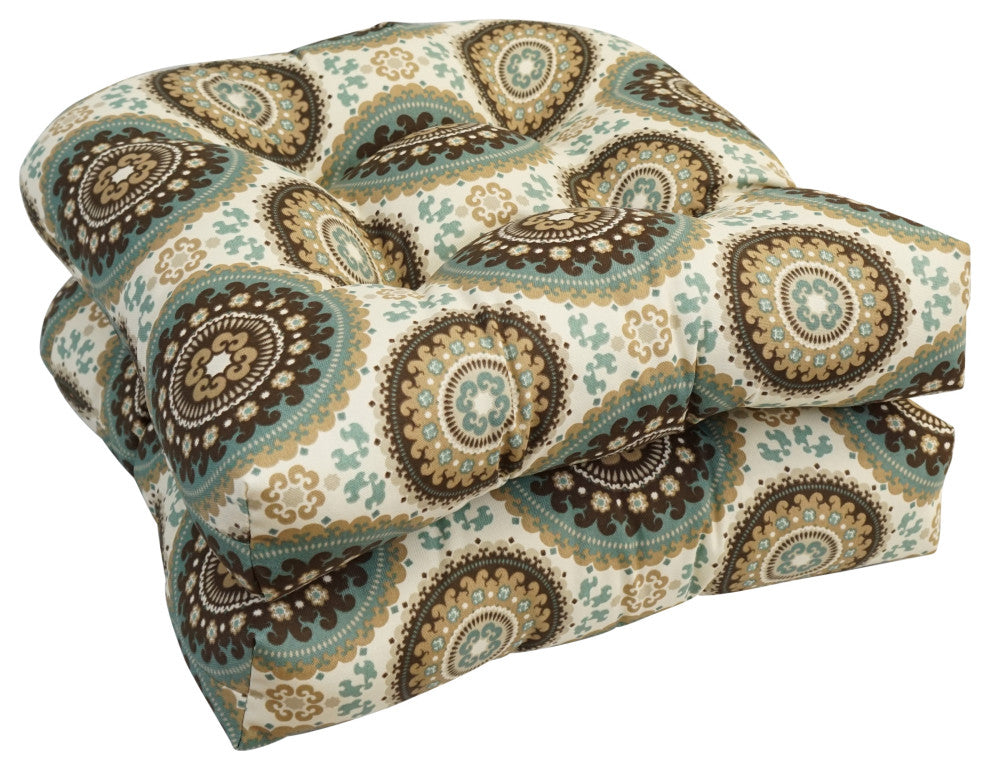 19" U-Shaped Dining Chair Cushions, Set of 2, Bindis Spray