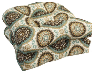 19" U-Shaped Dining Chair Cushions, Set of 2, Bindis Spray