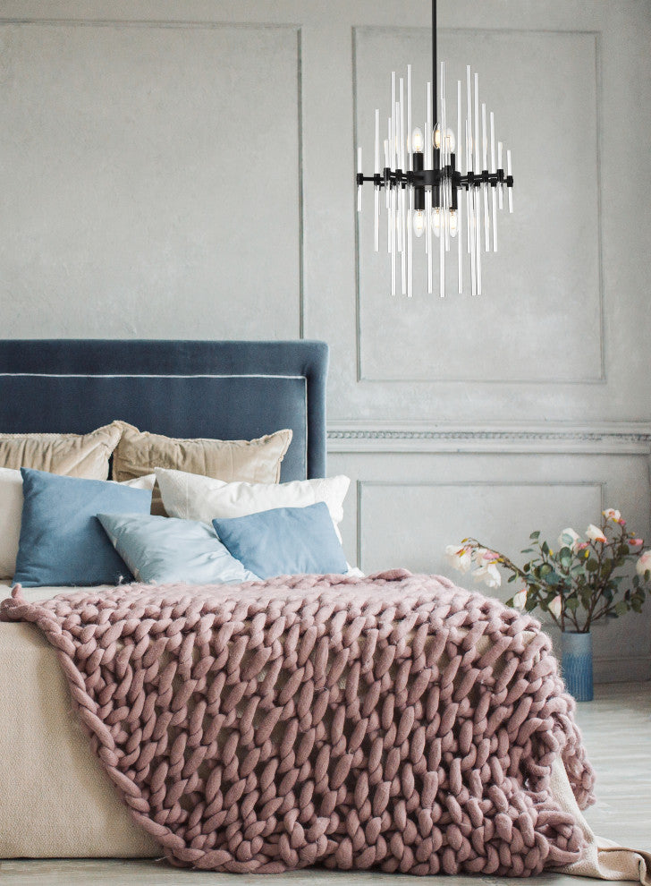 Samuel 17" Crystal Rod Pendant, Black