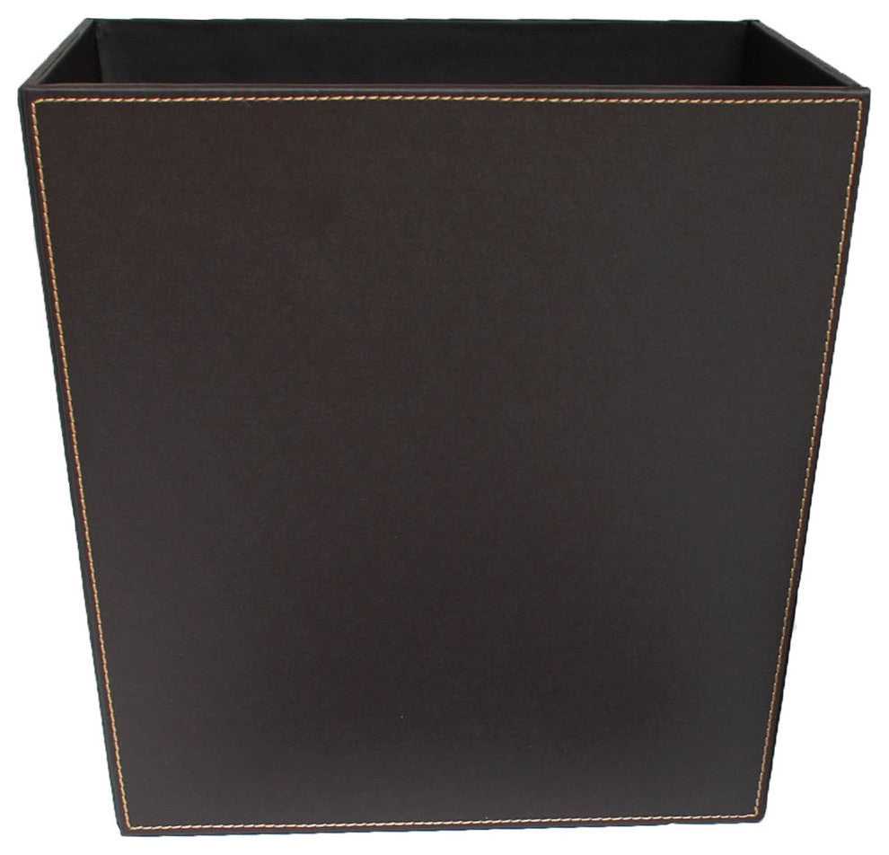 Brown With Tan Stiching Recycling Wastebasket