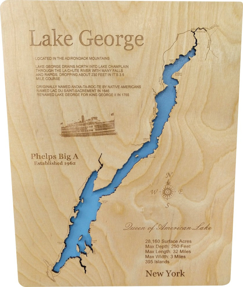 Lake George, New York-Wood Lake Map, Small Standout