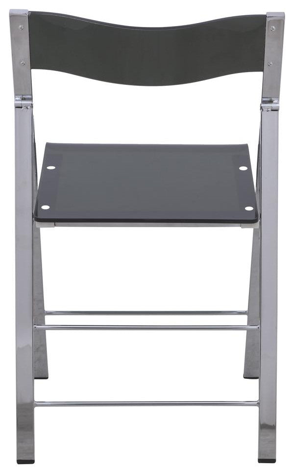 LeisureMod Menno Modern Acrylic Folding Chair Transparent Black