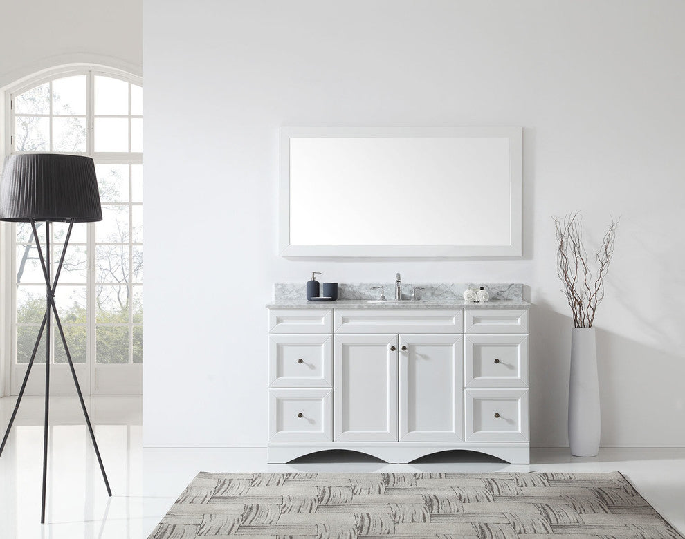 Talisa 60" Single Sink White  Vanity White with Brushed Nickel Faucet and Mirr