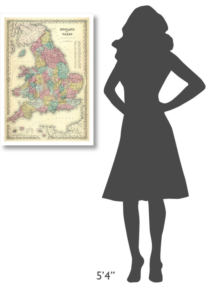 "England and Wales, 1856" Digital Paper Print by G.W. Colton, 23"x32"