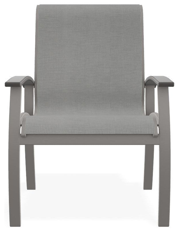 Belle Isle Sling Outdoor Dining Chair, Alloy/Warm Gray