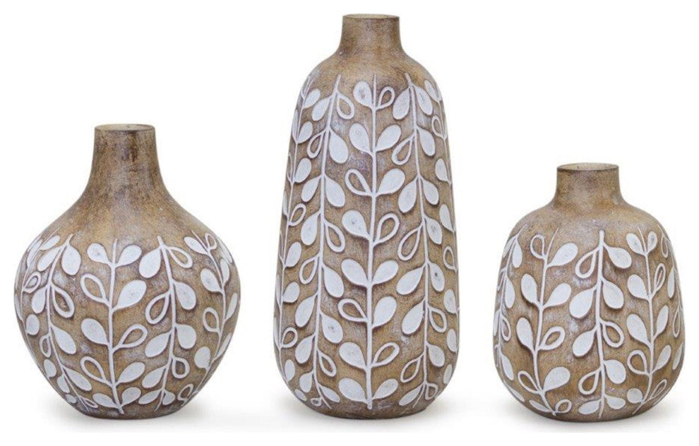 Vase, 3-Piece Set, 5.25"H, 6"H, 8.75"H Resin