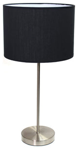 Simple Designs Brushed Nickel Stick Lamp With Fabric Shade, Black