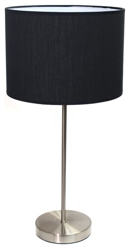 Simple Designs Brushed Nickel Stick Lamp With Fabric Shade, Black