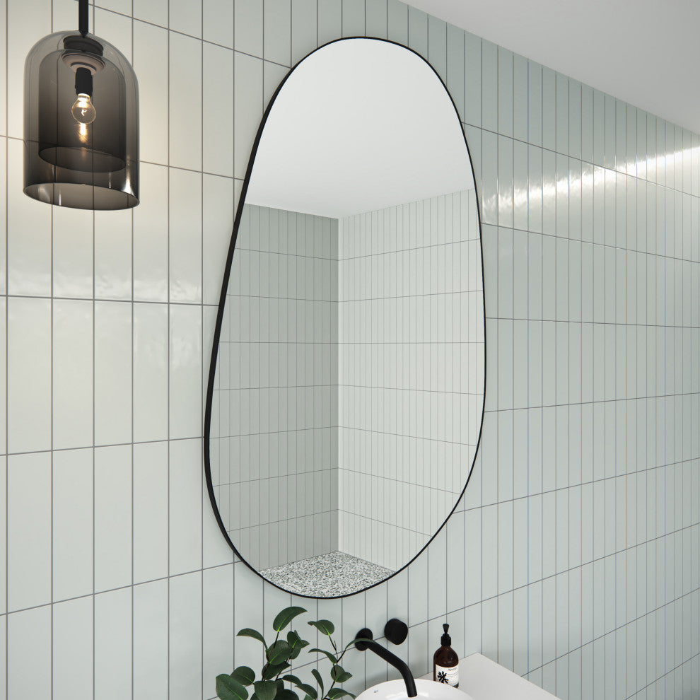 Starla 36 in. x 59 in. Pebble Mirror, Black