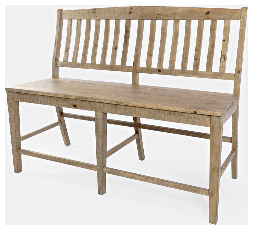 Carlyle Crossing Modern Rustic Solid Wood Slatback Counter Height Bench