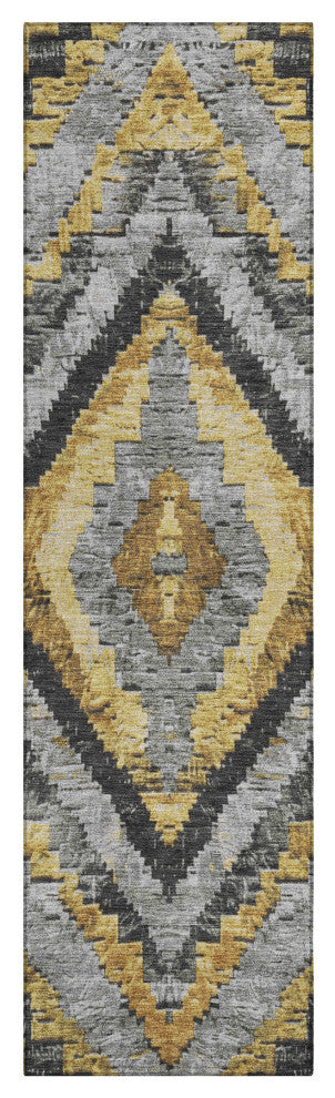 Machine Washable Indoor/Outdoor Chantille ACN1890 Gold 2'3" x 7'6" Runner Rug
