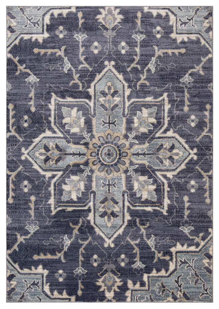 Jordan Eva Area Rug, Purple, 6'7" x 9', Medallion
