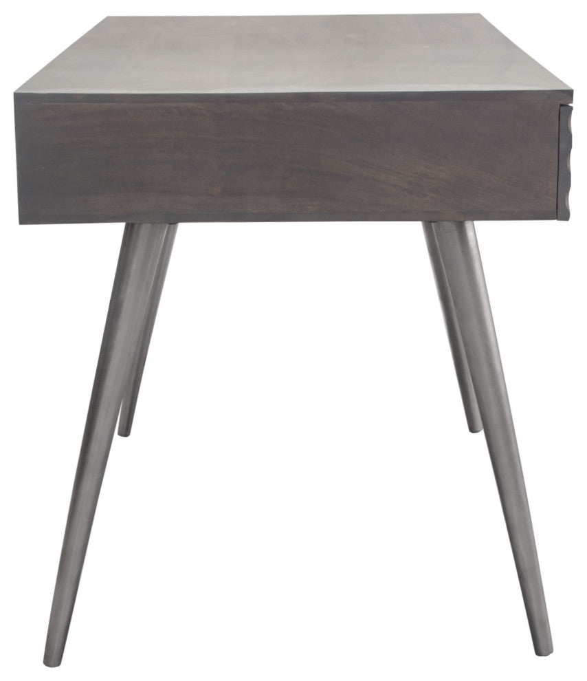 Petra 2-Drawer Writing Desk, Smoke Gray Finish