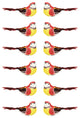 Graceful Elegance Bird Christmas Ornaments, Red and Yellow, Set of 12, 5.25"