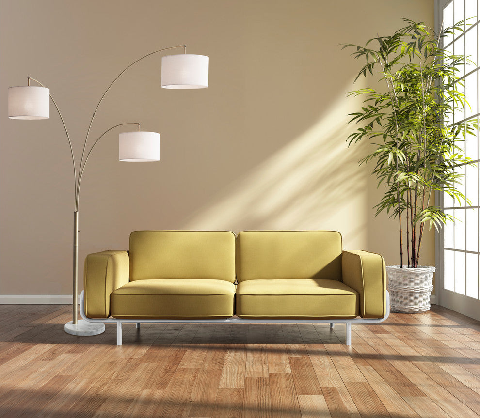 Bowery 3-Arm Arc Lamp, Antique Brass