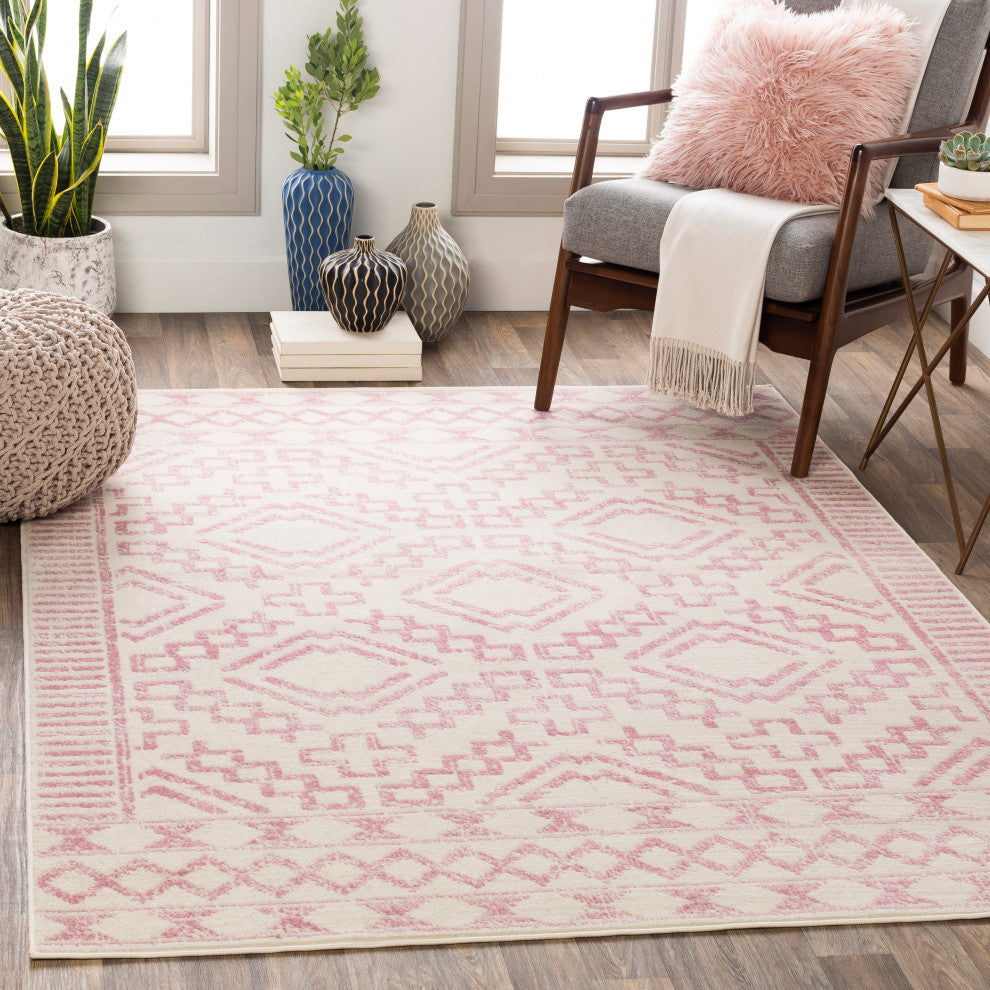 Surya Ustad UST-2313 8'10"x12' Rug, Pale Pink/Cream
