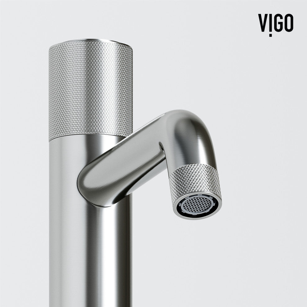 VIGO Apollo 12" H Single Handle Single Hole Bathroom Vessel Faucet, Brushed Nickel