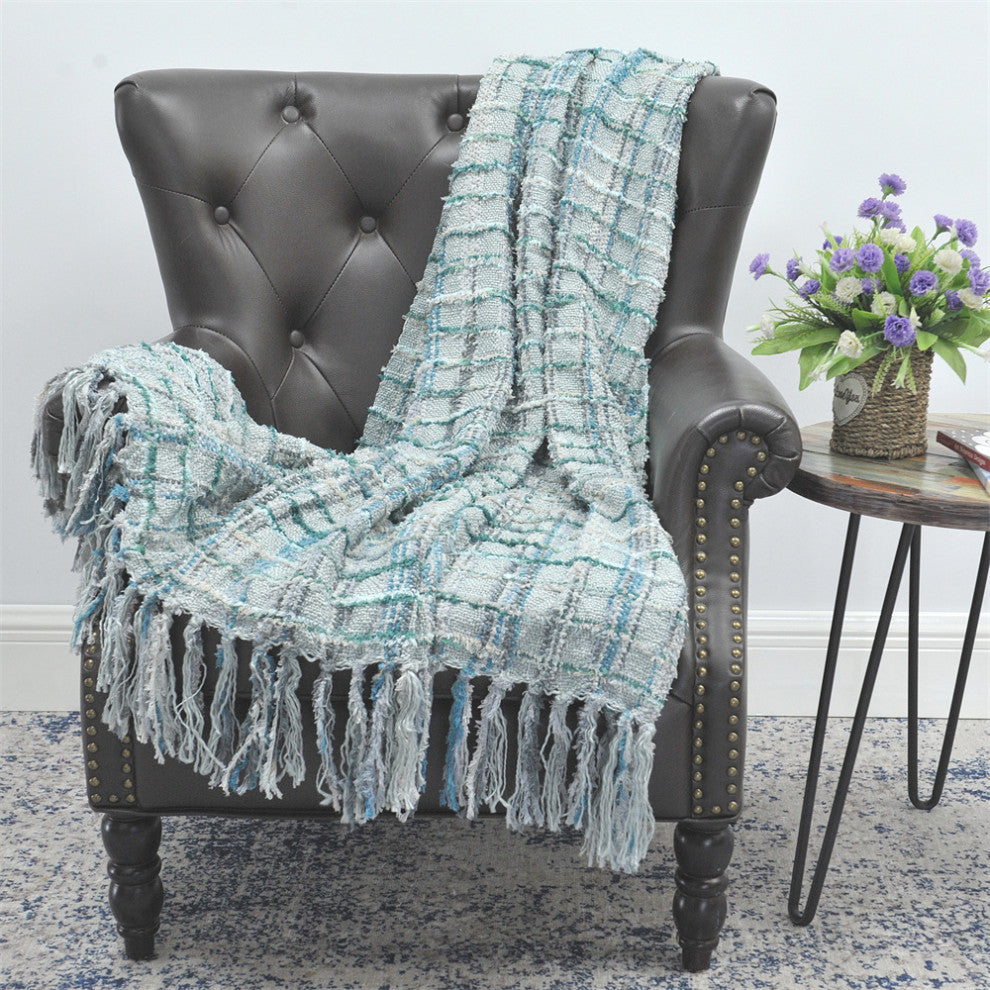 Multi Color Chenille Throw, Blue, 50x60