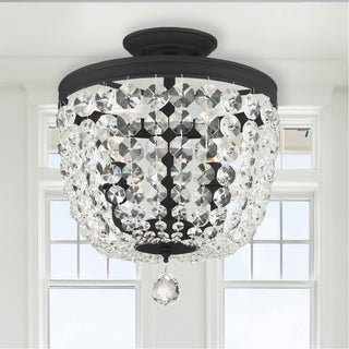 Crystorama Archer 3 Light Crystal Ceiling Mount, Black Forged