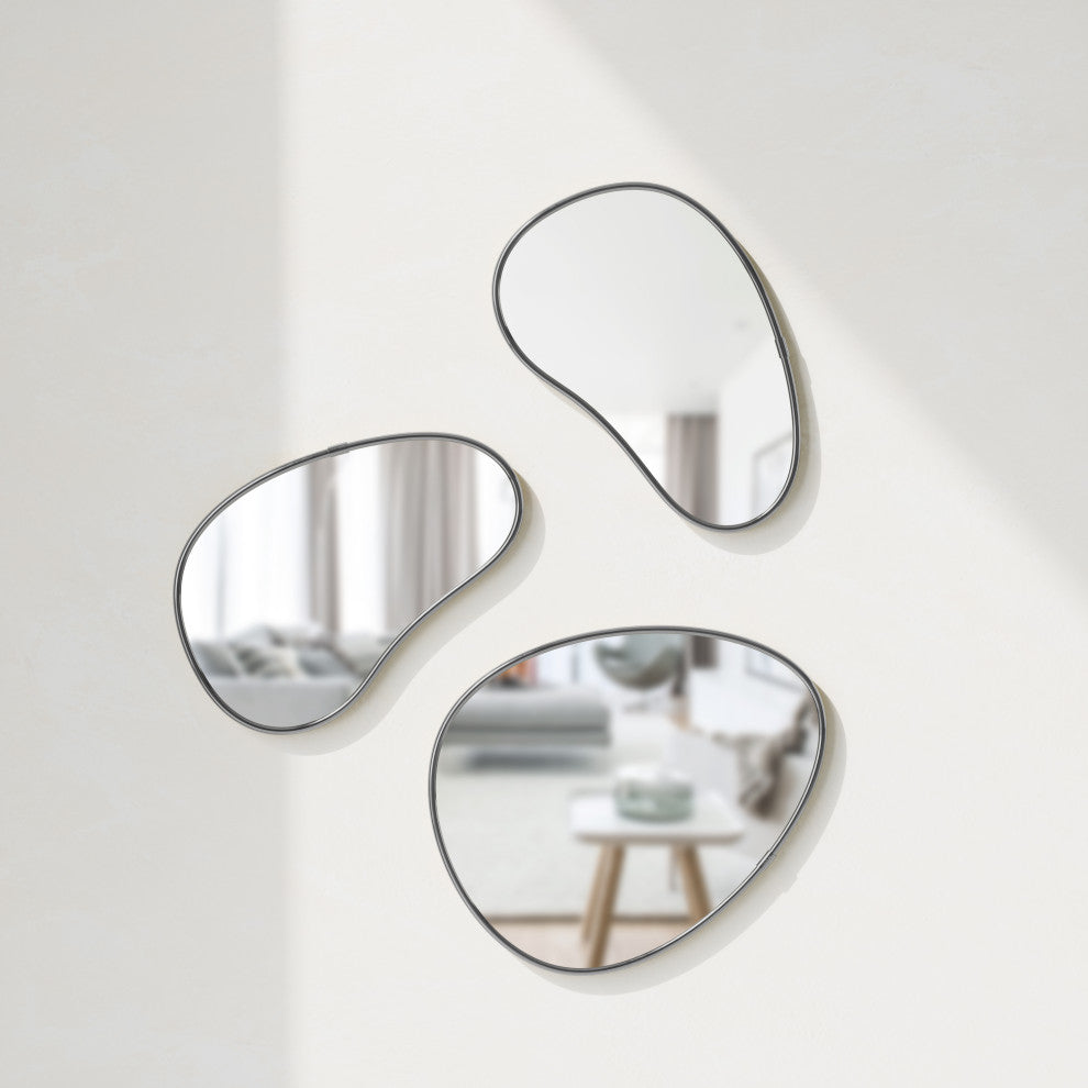 Umbra Hubba Pebble Mirrors, Set of 3 Various Metallic Titanium