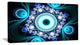 Turquoise Fractal Pattern with Circles, Oversized Abstract Canvas Print, 60x28