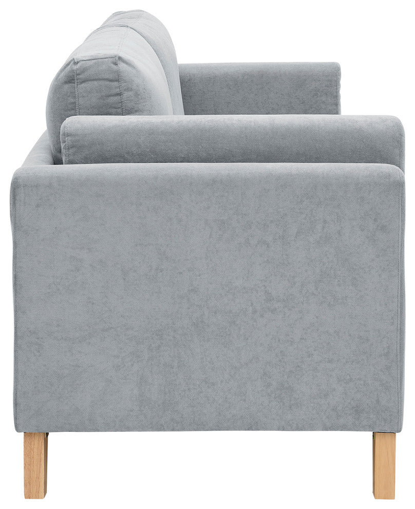 73" Chenille Fabric Tuxedo Arm Loveseat with Cushion, Grey, 73"