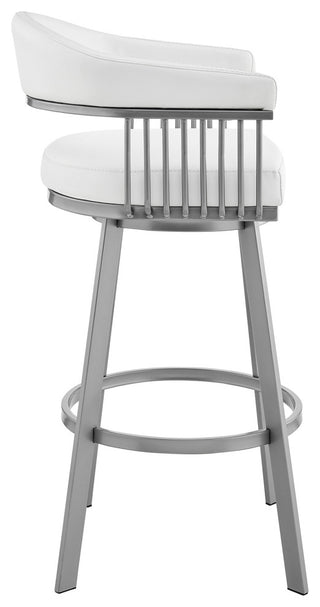 Bronson 25" Counter Height Swivel Bar Stool in Silver Finish