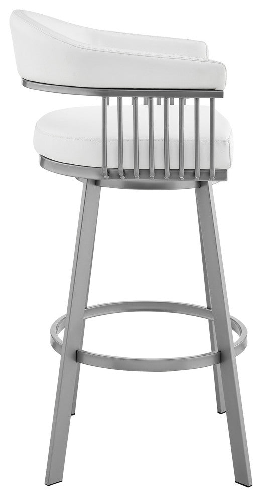 Bronson 25" Counter Height Swivel Bar Stool in Silver Finish