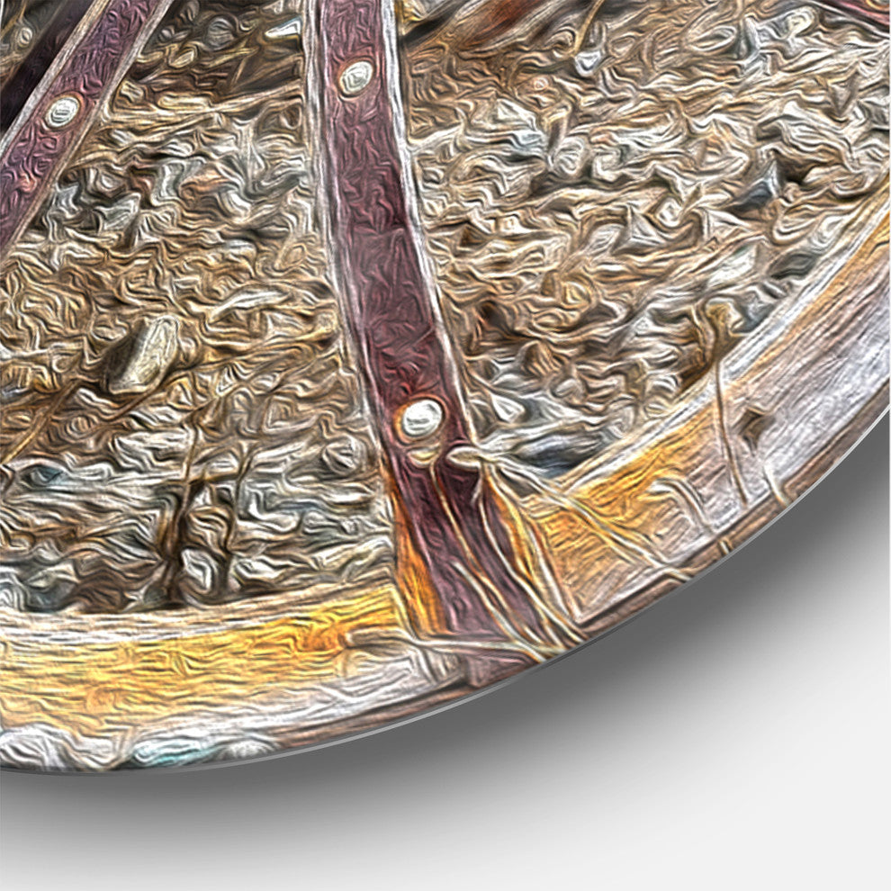 Antique Cottage Wood Cart Wheel Oversized Rustic Metal Clock, 23x23