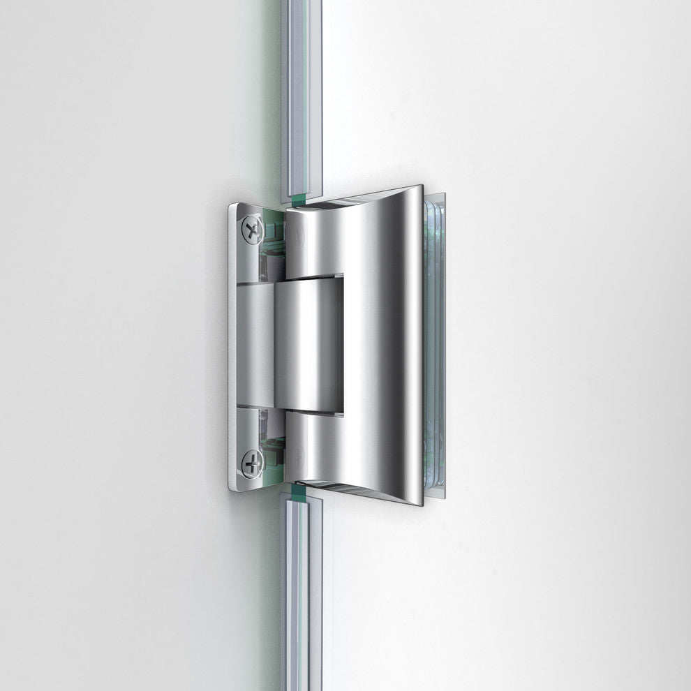 Unidoor Plus 51-51 1/2"Wx72"H Frameless Hinged Shower Door, Brushed Nickel