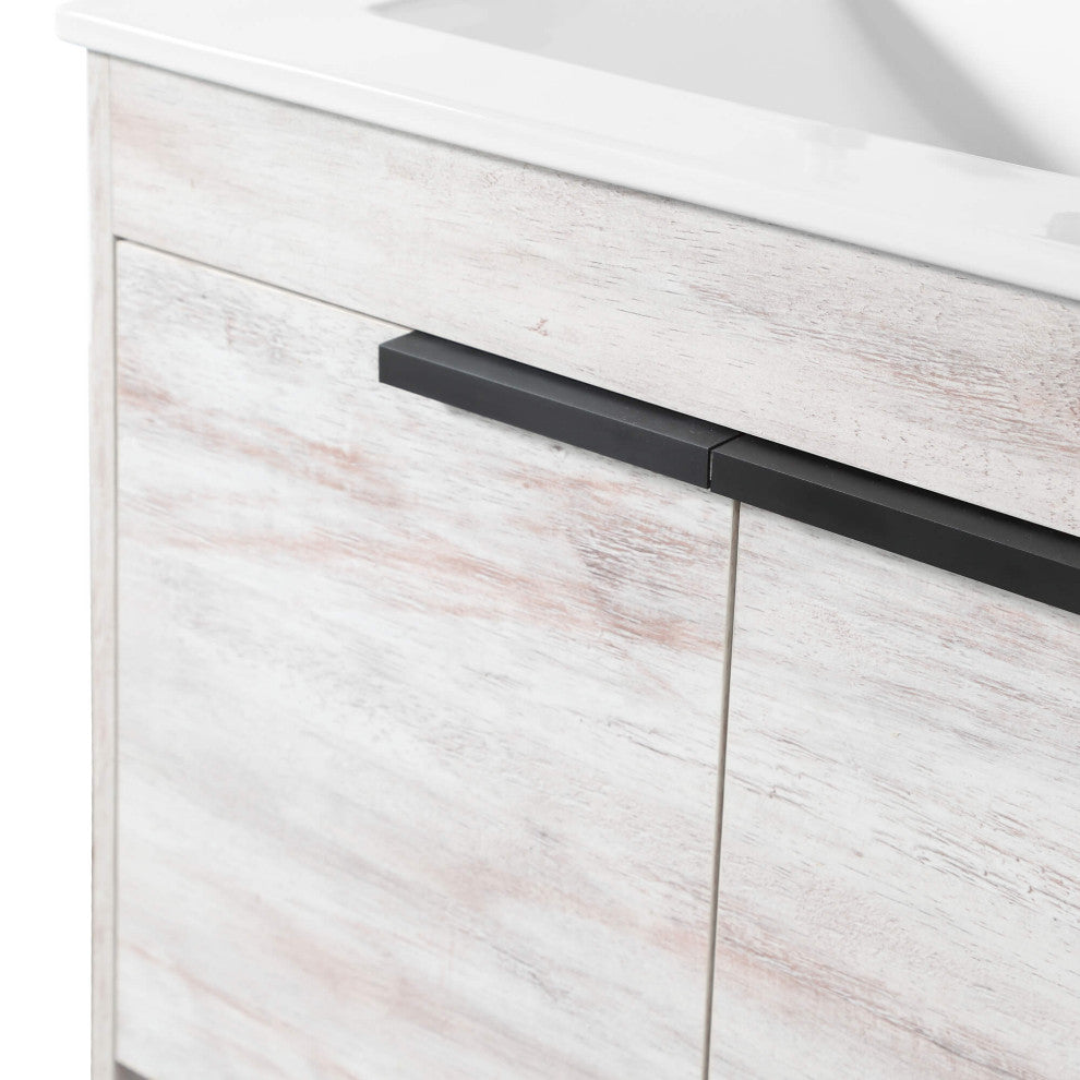 Phoenix Bath Vanity With Ceramic Sink - Full Assembly Required, Rustic White, 24 Inch