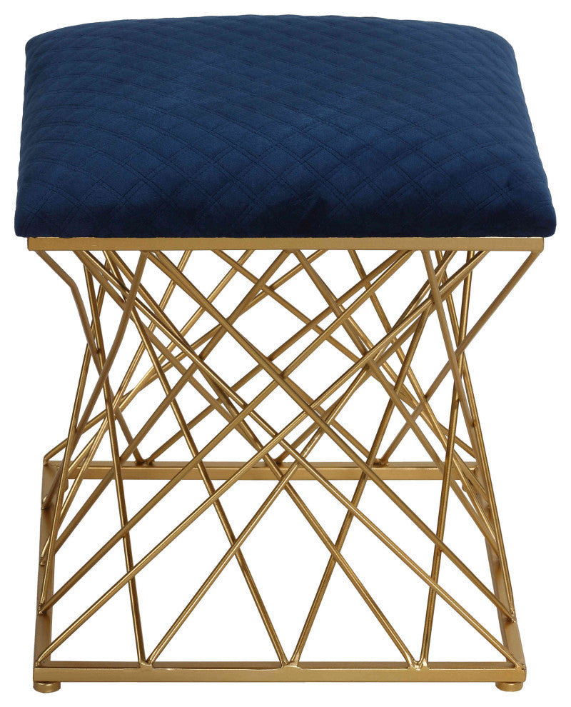Cortesi Home Lillia Square Ottoman, Navy