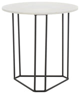 Safavieh Eloblaire Round Accent Table, White Marble/Black