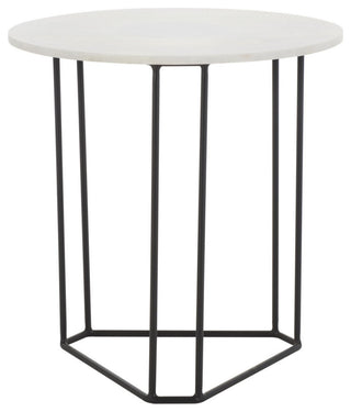 Safavieh Eloblaire Round Accent Table, White Marble/Black