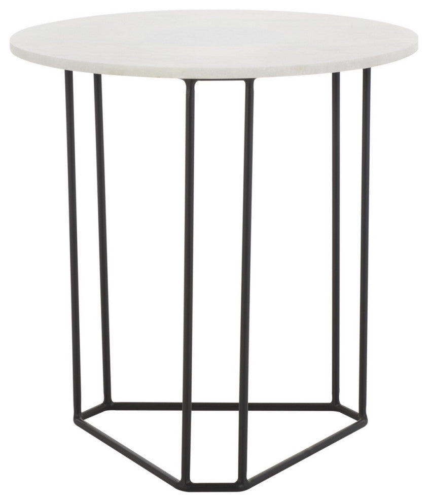 Safavieh Eloblaire Round Accent Table, White Marble/Black