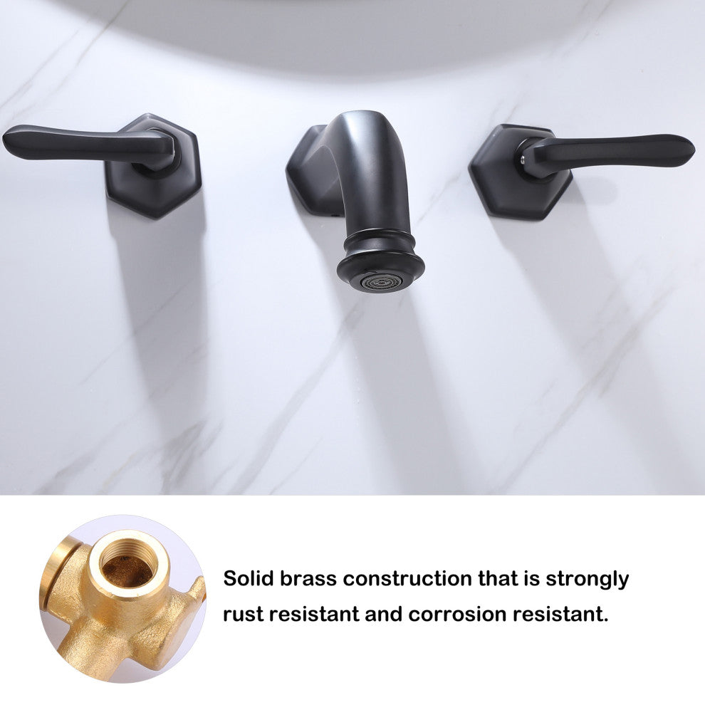 2-Handle Newly Trendy Wall Mounted Bathroom Faucet, Matte Black