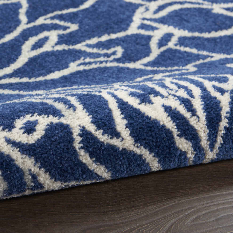 8 x 10 Navy and Ivory Floral Area Rug