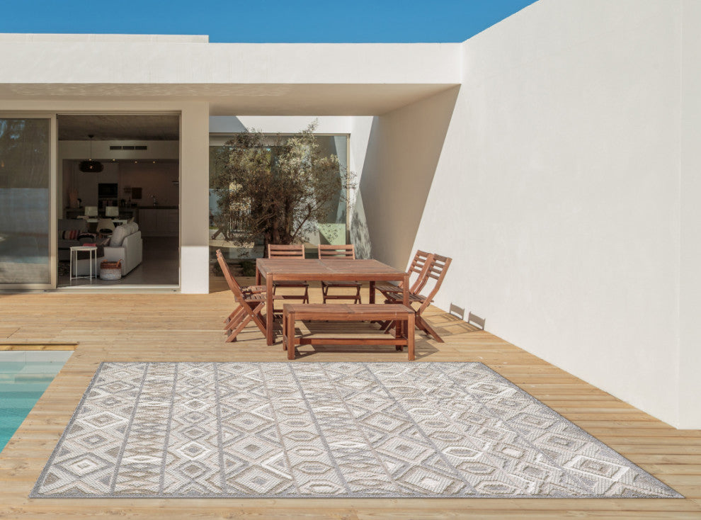 KAS Calla 6925 Grey Aztec Area Rug, 7'10" x 9'10"