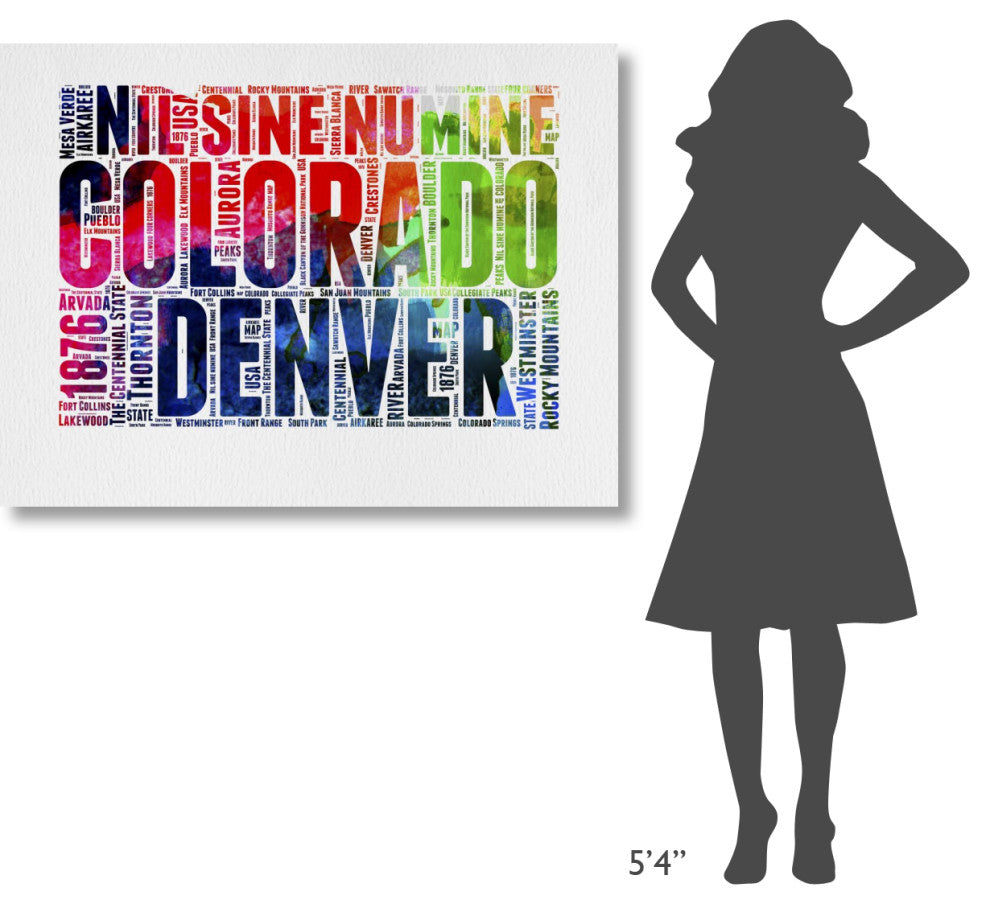 "Denver Watercolor Word Cloud" Fine Art Print