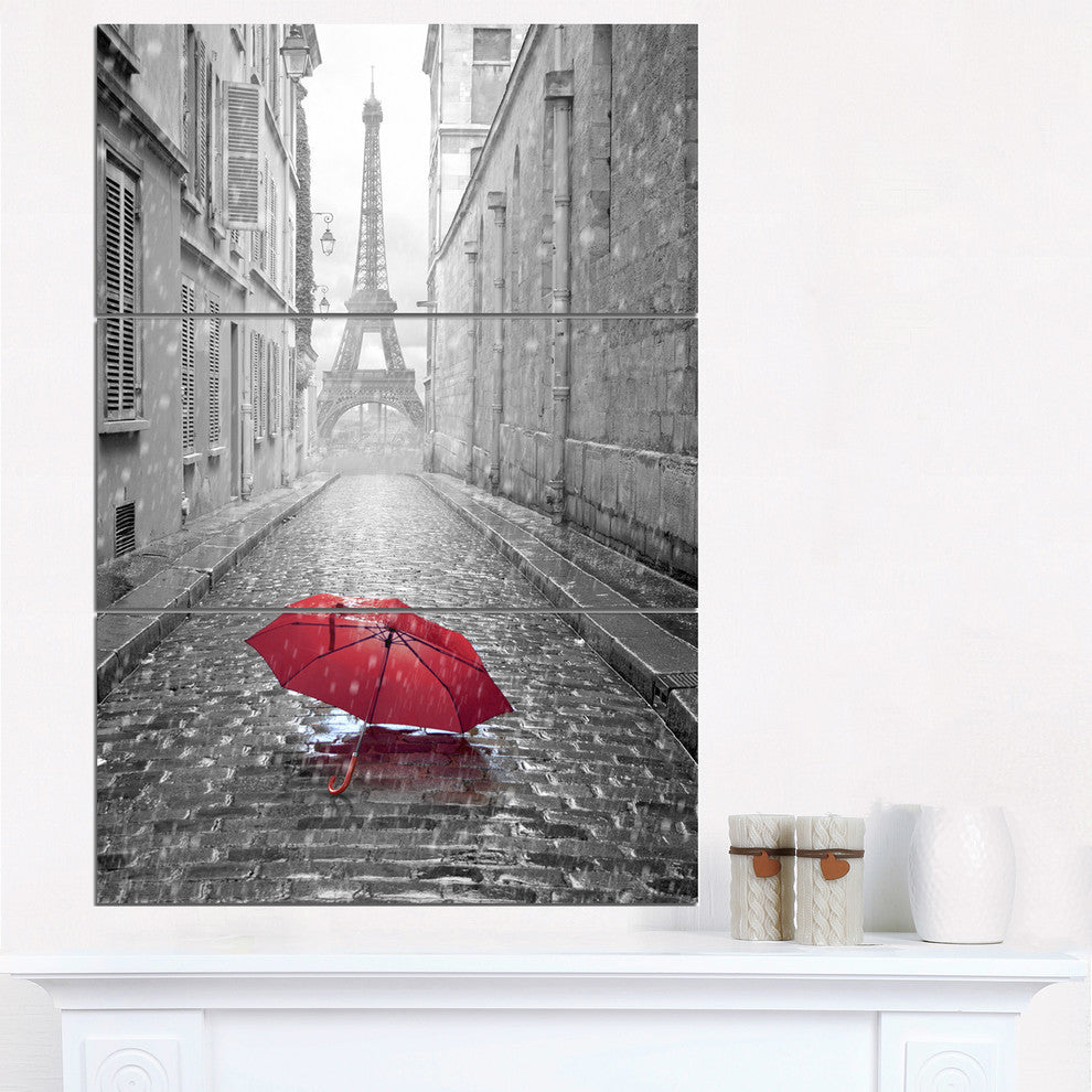 "Eiffel View from Paris Street" Photo Metal Wall Art, 3 Panels, 28"x36"