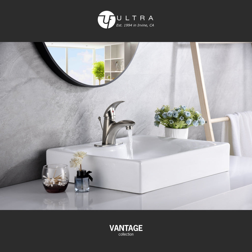 Ultra Faucets UF3412X Single Handle Bathroom Faucet, Brushed Nickel