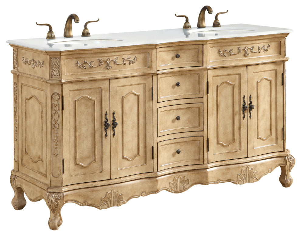 60" Double Bathroom Vanity, Vintage Mint