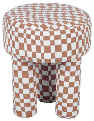 Claire Knubby Stool, Brown Chekered
