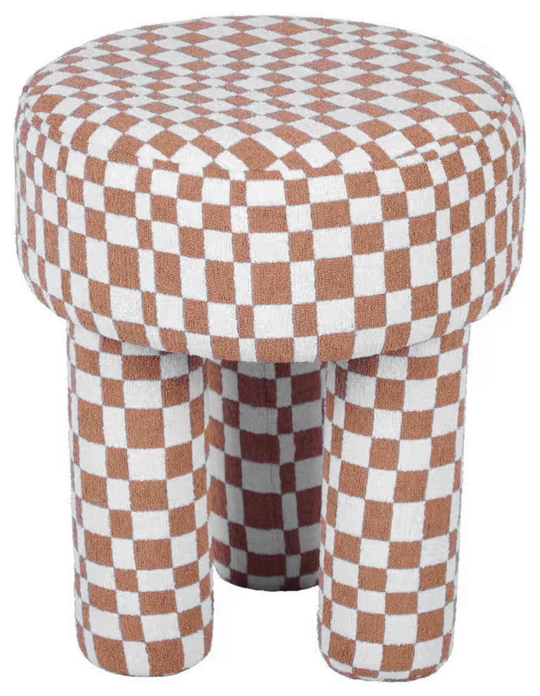 Claire Knubby Stool, Brown Chekered