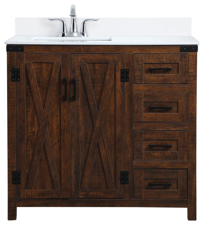 Home Living 36" Single Bathroom Vanity, Espresso With Backsplash