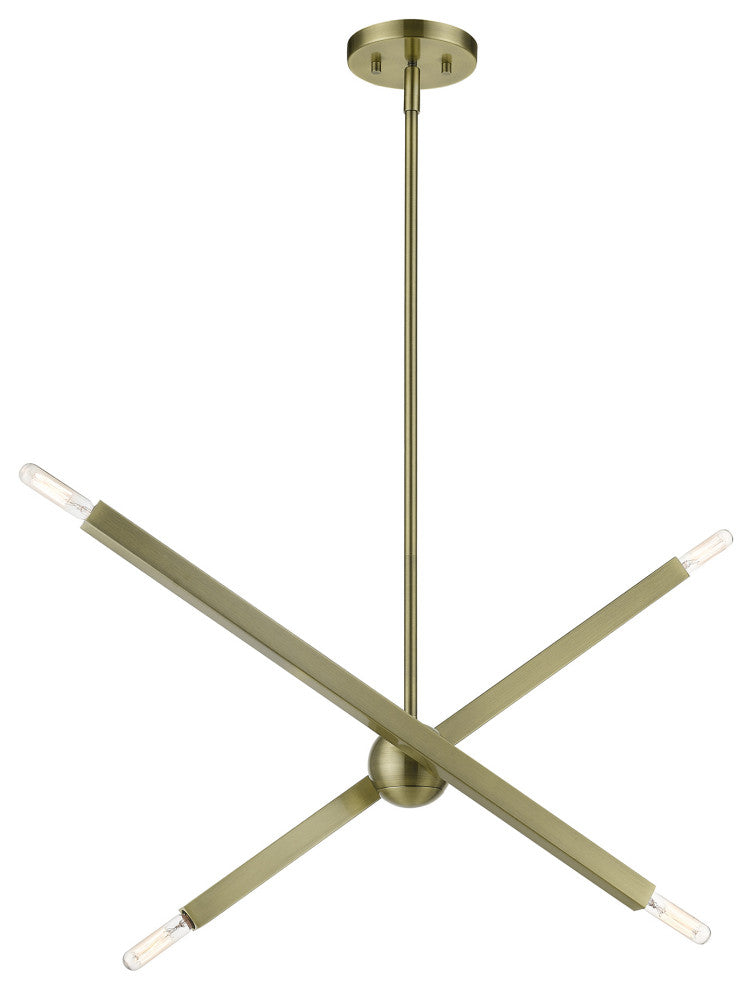 Livex Lighting Monaco 4-Light Antique Brass Linear Chandelier