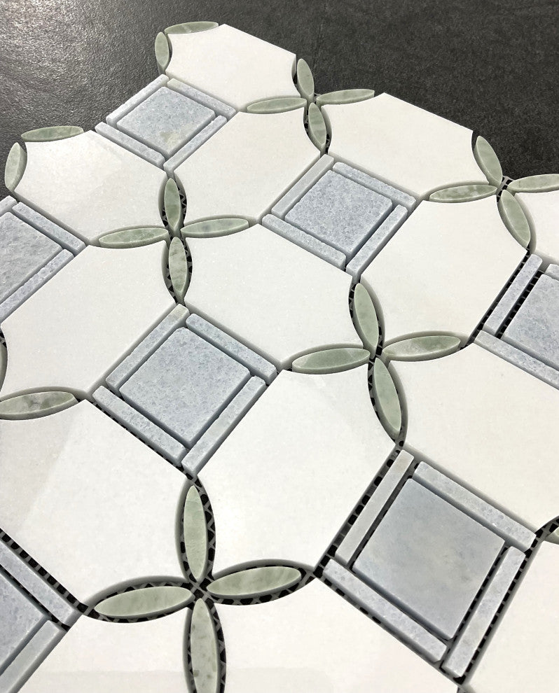 10-Pieces of Water Jet Marble Novelty Mosaic Wall & Floor Tile