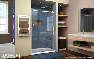 Enigma Air 44-48"Wx76"H Frameless Sliding Shower Door, Brushed Stainless Steel