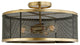 Wellington 3 Light Mesh Semi Flush Mount, Satin Brass and Black